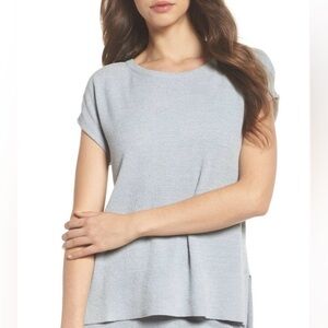 BAREFOOT DREAMS light gray CozyChic Ultra Lite boatneck cap sleeve tee XS